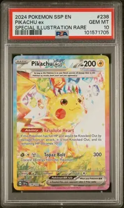Pikachu EX SSP 2024 Pokemon Surging Sparks SIR #238 PSA 10 - Image 1