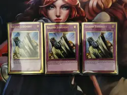 Yu-Gi-Oh! 3x Solemn Judgment - Premium Gold Rare - MAGO-EN051 1st Edition NM - Image 1