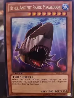 Hyper-Ancient Shark Megalodon - 1st Edition - Rare Foil - Yugioh Water Monster - Image 1