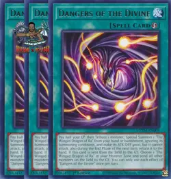 Yugioh! 3x Dangers of the Divine MZTM-EN008 Rare 1st Ed NM - Image 1