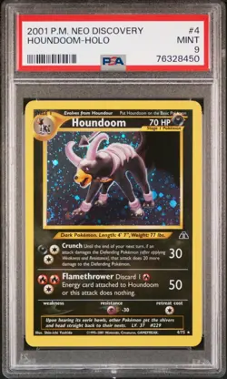 Houndoom 4/75 Holo Rare Neo Discovery Unlimited Pokemon TCG WOTC - PSA 9 - Image 1