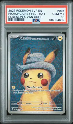 2023 POKEMON SVP EN-SV BLACK STAR PROMO #085 PIKACHU WITH GREY FELT HAT PSA 10 - Image 1