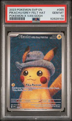 2023 POKEMON SVP EN-SV BLACK STAR PROMO #085 PIKACHU WITH GREY FELT HAT PSA 10 - Image 1