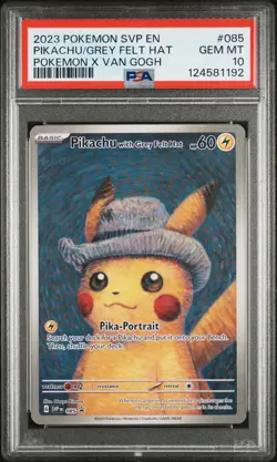 2023 POKEMON SVP EN-SV BLACK STAR PROMO #085 PIKACHU WITH GREY FELT HAT PSA 10 - Image 1