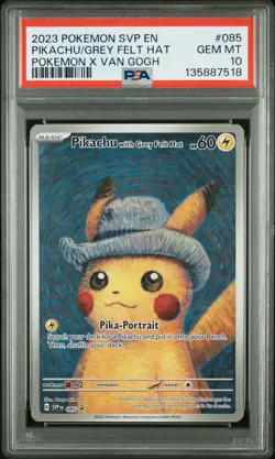 2023 POKEMON SVP EN-SV BLACK STAR PROMO #085 PIKACHU WITH GREY FELT HAT PSA 10 - Image 1