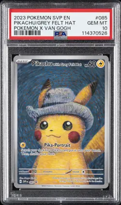 2023 POKEMON SVP EN-SV BLACK STAR PROMO #085 PIKACHU WITH GREY FELT HAT PSA 10 - Image 1