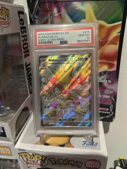 Pokemon 2024 Paldean Fates ALAKAZAM EX Shiny Ultra Rare #215 PSA 10 Gem Mint - Image 1