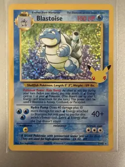 Blastoise 2/102 Holo Pokemon 25th Anniversary Celebrations Classic Collection - Image 1