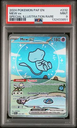 2024 POKEMON PAF EN-PALDEAN FATES SPECIAL ILLUSTRATION RARE #232 MEW EX PSA 9 - Image 1