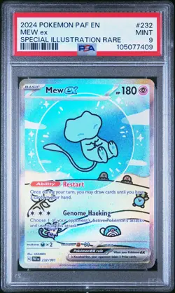 2024 POKEMON PAF EN-PALDEAN FATES SPECIAL ILLUSTRATION RARE #232 MEW EX PSA 9 - Image 1