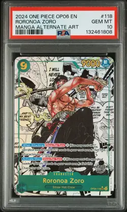 One Piece 2024 OP06-Wings of the Captain Manga Alternate Art Roronoa Zoro PSA 10 - Image 2