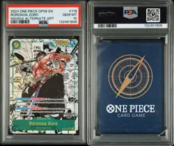 One Piece 2024 OP06-Wings of the Captain Manga Alternate Art Roronoa Zoro PSA 10 - Image 4
