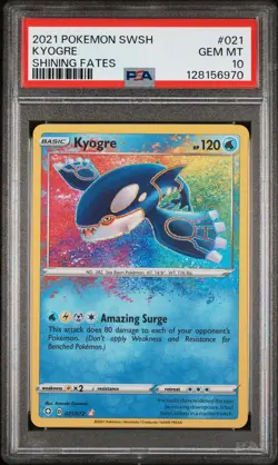 2021 POKEMON SWORD & SHIELD SHINING FATES #021 KYOGRE PSA 10 - Image 1