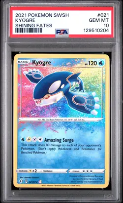 2021 POKEMON SWORD & SHIELD SHINING FATES #021 KYOGRE PSA 10 - Image 1