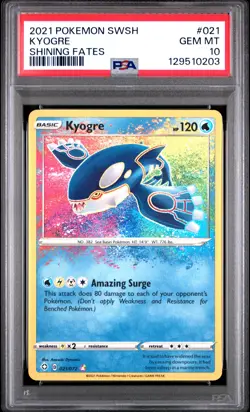 2021 POKEMON SWORD & SHIELD SHINING FATES #021 KYOGRE PSA 10 - Image 1