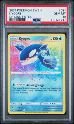 2021 POKEMON SWORD & SHIELD SHINING FATES #021 KYOGRE PSA 10 - Image 1