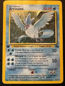 Pokemon TCG Articuno Fossil Holo Card First Edition 2/62 - Poor Condition - Image 1