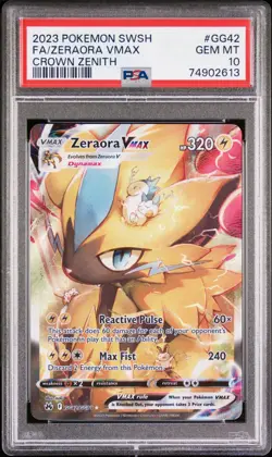 PSA 10 Zeraora Vmax Gg42/gg70 Sword Shield Crown Zenith Pokemon Card Gem Mint - Image 1