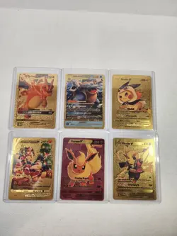 Lot Of 6 V And GX Gold Foil Pokemon Cards Charizard, Pikachu(2) & Others - Image 1
