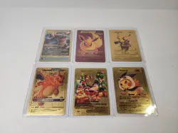Lot Of 6 V And GX Gold Foil Pokemon Cards Charizard, Pikachu(2) & Others - Image 2