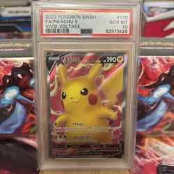 2020 POKEMON SWORD & SHIELD VIVID VOLTAGE #170 FULL ART/PIKACHU V PSA 10 - Image 1