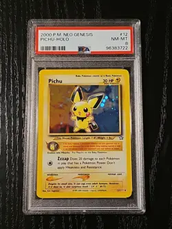 2000 Pokemon Neo Genesis Pichu Holo Rare 12/111 PSA 8 NM-Mint - Image 1