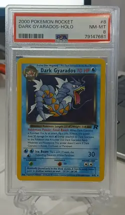 2000 Pokemon Rocket Dark Gyarados #8 -Holo - PSA 8 NM-MT - Image 1