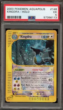 Pokemon Kingdra Aquapolis Crystal Holo Secret Rare #148 PSA 5 - Image 1