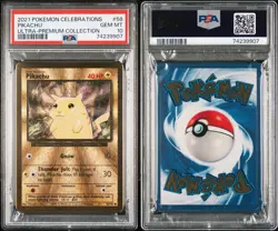 2021 Pokemon Celebrations Pikachu PSA 10 Ultra Premium Collection #58 Gold Metal - Image 1