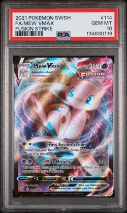 2021 POKEMON SWORD & SHIELD FUSION STRIKE #114 FULL ART/MEW VMAX PSA 10 - Image 1