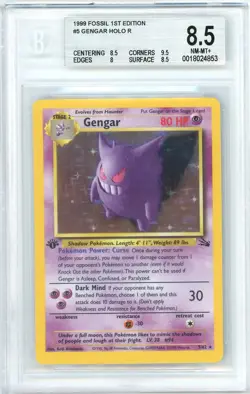 Gengar 1999 Pokemon Fossil 1st Edition BGS 8.5 #5 - Image 1