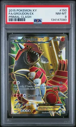 2015 Pokemon XY Primal Clash Full Art Groudon EX 150/160 #150 PSA 8 - Image 1