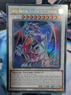 YuGiOh! Lancea, Ancestral Dragon of the Ice Mountain BLTR-EN0 Secret Rare 1st Ed - Image 1