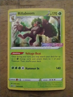 Rillaboom SWSH006 STAFF Pre Release Promo Sword & Shield Pokemon Card NM - Image 1