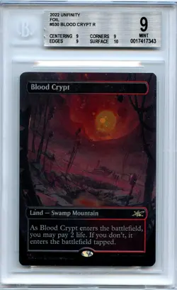MINT BGS 9+ (w/subs) Blood Crypt (Borderless) (Galaxy Foil) Unfinity MTG Magic - Image 1