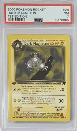 2000 Pokemon Rocket 1st Edition Base Set Dark Magneton #28/82 PSA 7 - Image 1