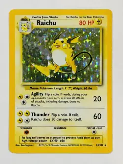 Base Set Pokemon TCG Raichu Holo 14/102 - Image 1