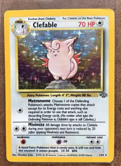 1999 Pokemon WOTC Clefable Holo Rare Card 1/64 Jungle Set - Image 1