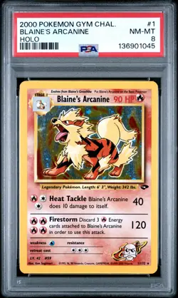 2000 POKEMON GYM CHALLENGE HOLO #1 BLAINE'S ARCANINE PSA 8 - Image 1
