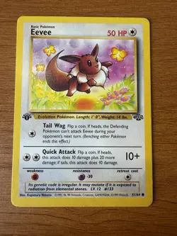 1st Edition Eevee 51/64 Jungle Set Rare Vintage 1999 Pokemon Card - Image 1