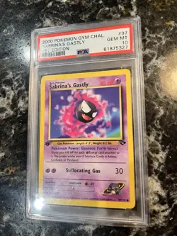 2000 Pokemon Gym Chal. Sabrina’s Gastly #92 Gem Mint 10 1st Edition PSA - Image 1