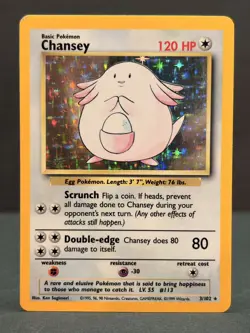 Pokemon Base Set Chansey Holo - Lightly Played LP - Original Vintage 3/102 - Image 2