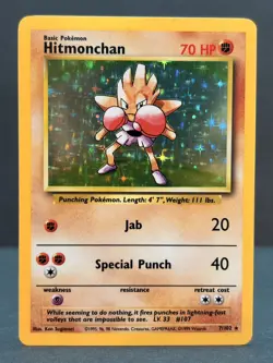 Pokemon Base Set Hitmonchan Holo - Lightly Played LP - Original Vintage 7/102 - Image 2
