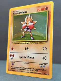 Pokemon Base Set Hitmonchan Holo - Lightly Played LP - Original Vintage 7/102 - Image 4