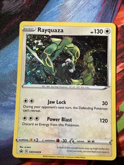 DOUBLE SWIRL Rayquaza SWSH029 Black Star Promo Cosmos Holo Pokemon TCG Mp-LP - Image 1