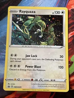 DOUBLE SWIRL Rayquaza SWSH029 Black Star Promo Cosmos Holo Pokemon TCG Mp-LP - Image 2