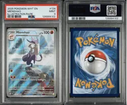 2025 POKEMON WHT EN-WHITE FLARE #134 MIENSHAO ILLUSTRATION RARE PSA 9 - Image 1
