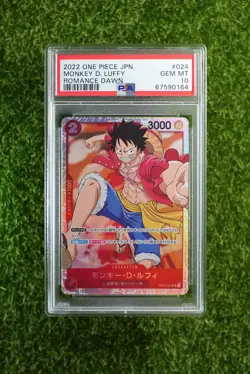 PSA 10 Monkey D. Luffy One Piece Japanese OP01-024 Romance Dawn - Image 1