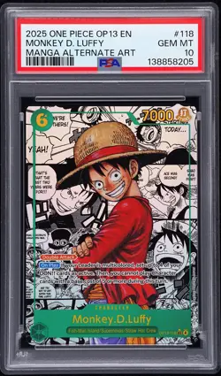 2025 ONE PIECE OP13-CARRYING ON HIS WILL #118 MONKEY D. LUFFY PSA 10 - Image 1