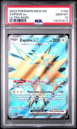 2023 POKEMON MEW EN-151 ULTRA RARE #192 ZAPDOS EX PSA 10 - Image 1